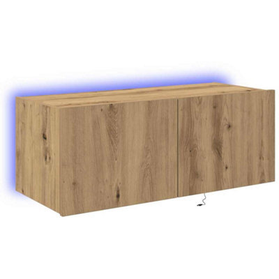 Berkfield Modern Tv Wall Cabinet With Led Lights Artisan Oak 80X35X31 Cm - image 1
