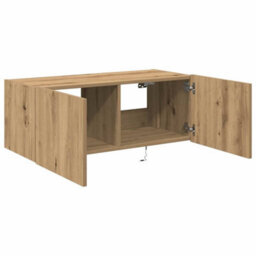 Berkfield Modern Tv Wall Cabinet With Led Lights Artisan Oak 80X35X31 Cm - thumbnail 7