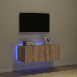 Berkfield Modern Tv Wall Cabinet With Led Lights Artisan Oak 80X35X31 Cm - thumbnail 5