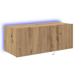Berkfield Modern Tv Wall Cabinet With Led Lights Artisan Oak 80X35X31 Cm - thumbnail 1