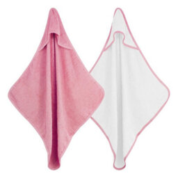 Geezy 2 X Hooded Baby Towel 100% Cotton Bath Wrap Baby Shower Gifts Boy Girl Pink - thumbnail 2