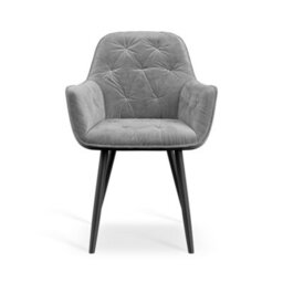 More4Homes Set Of 6 Anika Modern Velvet Dining Chair Padded Seat Metal Legs Kitchen (Grey) - thumbnail 3