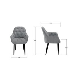 More4Homes Set Of 6 Anika Modern Velvet Dining Chair Padded Seat Metal Legs Kitchen (Grey) - thumbnail 7