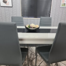 Kosy Koala Modern White And Black Wood Dining Table With 4 Grey Chairs - thumbnail 8