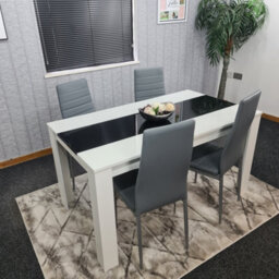 Kosy Koala Modern White And Black Wood Dining Table With 4 Grey Chairs - thumbnail 4