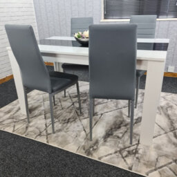 Kosy Koala Modern White And Black Wood Dining Table With 4 Grey Chairs - thumbnail 6