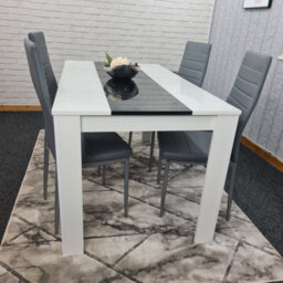 Kosy Koala Modern White And Black Wood Dining Table With 4 Grey Chairs - thumbnail 3