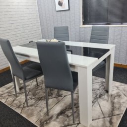 Kosy Koala Modern White And Black Wood Dining Table With 4 Grey Chairs - thumbnail 5