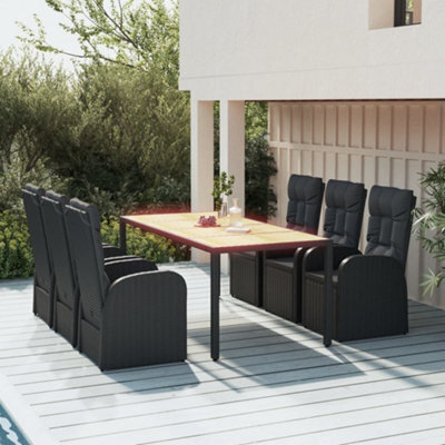 Berkfield 7 Piece Garden Dining Set Black Poly Rattan&solid Wood Acacia - image 1