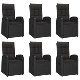 Berkfield 7 Piece Garden Dining Set Black Poly Rattan&solid Wood Acacia - thumbnail 4