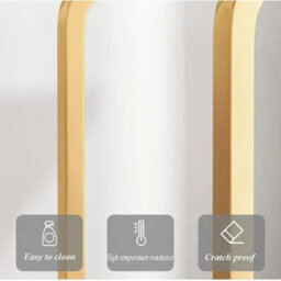 White+Gold Mobile C-Shaped Side Table With Wheels 2-Tier Marble Effect Rolling End Table - thumbnail 4