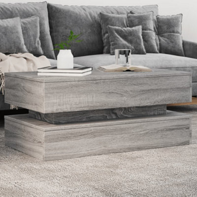 Berkfield Coffee Table With Led Lights Grey Sonoma 90X50X40 Cm - image 1