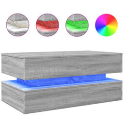 Berkfield Coffee Table With Led Lights Grey Sonoma 90X50X40 Cm - thumbnail 2