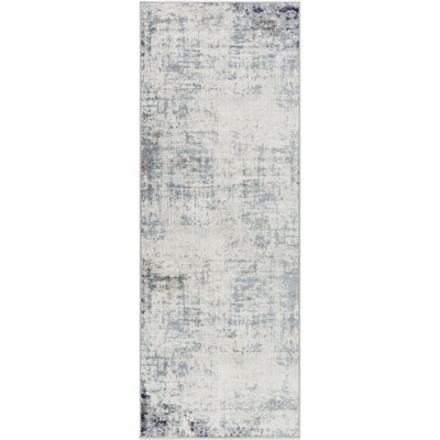 Livabliss Roma-Abstract Blue Grey Off-White Modern Marble Living Dining Bedroom Rug 80 X 220 Cm Easy Care, Non Shedding - image 1