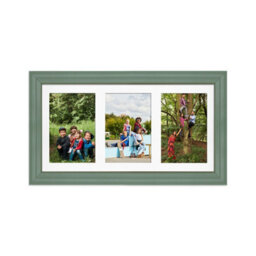 AK Frames 40X20Cm Green Classic Multi Photo Frame With White Mount - Holds 3 Apertures (3X) 6X4 Photos - thumbnail 1