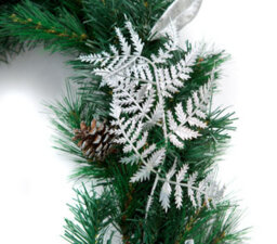 Best Artificial 9Ft White & Silver Decorated Christmas Garland Bannister Staircase Fireplace - thumbnail 3