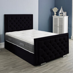 Urban Textures Chesterfield Divan Ottoman Storage Bed Base Frame With Tall Headboard - Black - thumbnail 1