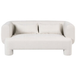 Beliani Curved White Fabric Living Room Set - 3-Piece Sofa, Loveseat, Armchair - thumbnail 3