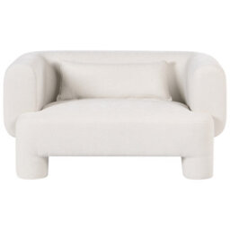 Beliani Curved White Fabric Living Room Set - 3-Piece Sofa, Loveseat, Armchair - thumbnail 6