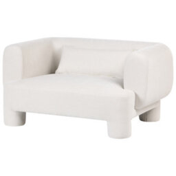 Beliani Curved White Fabric Living Room Set - 3-Piece Sofa, Loveseat, Armchair - thumbnail 7