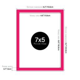 7X5 Bright Pink Picture Frame (12.7 X 17.8Cm) Poster, Photo, Artwork, Gallery Wall Or Print - thumbnail 3