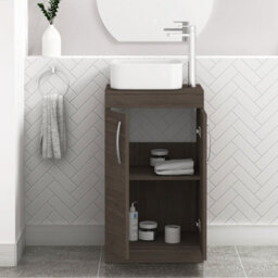 Royal Bathrooms 500mm Floor Standing Vanity Unit 2 Door Grey Elm & Countertop Basin - Elena - thumbnail 3