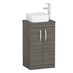 Royal Bathrooms 500mm Floor Standing Vanity Unit 2 Door Grey Elm & Countertop Basin - Elena - thumbnail 4