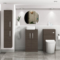 Royal Bathrooms 500mm Floor Standing Vanity Unit 2 Door Grey Elm & Countertop Basin - Elena - thumbnail 2