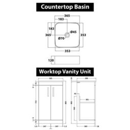 Royal Bathrooms 500mm Floor Standing Vanity Unit 2 Door Grey Elm & Countertop Basin - Elena - thumbnail 6