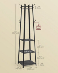 LEDREM Coat Stand, Coat Rack With 8 Double Hooks, 4 Shelves, Clothes Rails, Metal Frame, For Jackets, Bags, In Hallway - thumbnail 5
