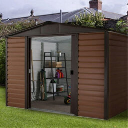 "iLikeStores 9Ft 4"" X 6Ft 1"" Apex Metal Garden Shed - Brown (9Ft 4"" X 6Ft 1"" / 9""4' X 6""1' / 3.03M X 1.97M)"