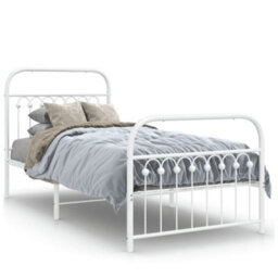 Berkfield Metal Bed Frame Without Mattress With Footboard White 90X200Cm - thumbnail 2