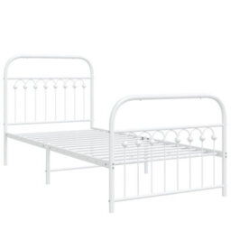 Berkfield Metal Bed Frame Without Mattress With Footboard White 90X200Cm - thumbnail 3
