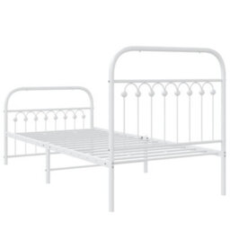 Berkfield Metal Bed Frame Without Mattress With Footboard White 90X200Cm - thumbnail 6