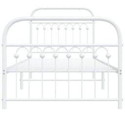 Berkfield Metal Bed Frame Without Mattress With Footboard White 90X200Cm - thumbnail 4