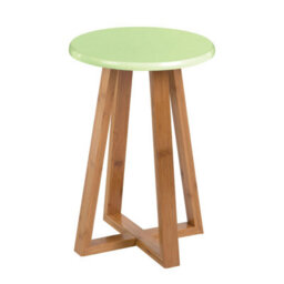 Orsina Viborg Green Bamboo Round Stool - thumbnail 1