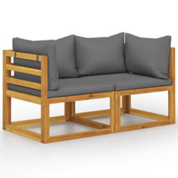 Walplus 2-Seater Garden Bench With Dark Grey Cushions (Uk/ie/fi/no Only)