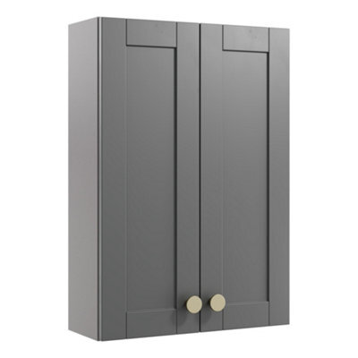 Ashford Matt Dusty Grey Bathroom Double Wall Cabinet (H)72Cm (W)49.5Cm - image 1