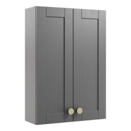 Ashford Matt Dusty Grey Bathroom Double Wall Cabinet (H)72Cm (W)49.5Cm - thumbnail 1