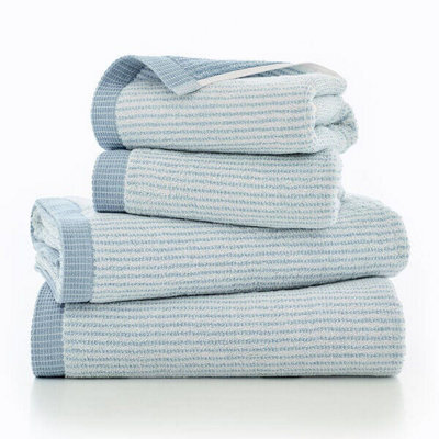 The Lyndon Company Willow Weave Stripe Blue Bath Sheet