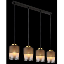 Luminosa Lighting Luminosa Olga Bar Pendant Ceiling Light Matt Black Satined Glass Shade 4X E27 - thumbnail 5