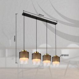 Luminosa Lighting Luminosa Olga Bar Pendant Ceiling Light Matt Black Satined Glass Shade 4X E27 - thumbnail 6