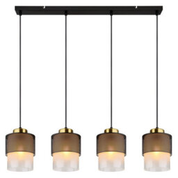 Luminosa Lighting Luminosa Olga Bar Pendant Ceiling Light Matt Black Satined Glass Shade 4X E27 - thumbnail 3