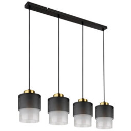 Luminosa Lighting Luminosa Olga Bar Pendant Ceiling Light Matt Black Satined Glass Shade 4X E27 - thumbnail 2