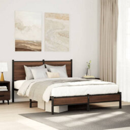 Berkfield Metal Bed Frame Without Mattress Brown Oak 140X200 Cm