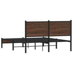 Berkfield Metal Bed Frame Without Mattress Brown Oak 140X200 Cm - thumbnail 7