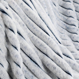 OHS Two Tone Faux Fur Ribbed Fleece Throw Thick Fluffy Blanket - Navy/white - thumbnail 4