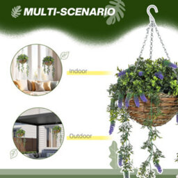 Homcom Set Of 2 Artificial Plants, Lavender Flowers In Basket, Purple - thumbnail 5