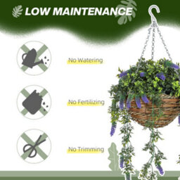 Homcom Set Of 2 Artificial Plants, Lavender Flowers In Basket, Purple - thumbnail 6
