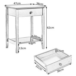Costway Set Of 2 Nightstand Wooden Bedside Couch Sofa Table W/ Sliding Drawer - thumbnail 3
